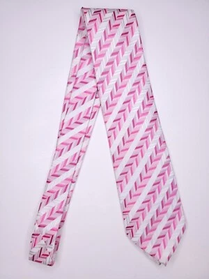 Clericci 男式正式领带 58"Lx58"W 粉色/白色领带 — 第 1/4 张图片