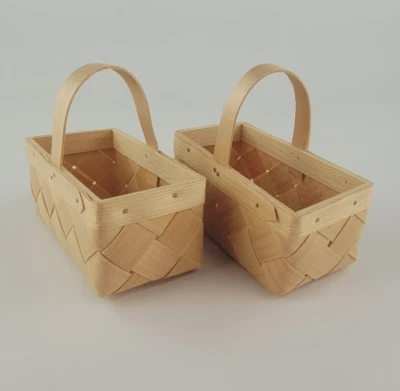Wooden Baskets, Set of 2, Handmade from pine shavings - Image 1 of 4