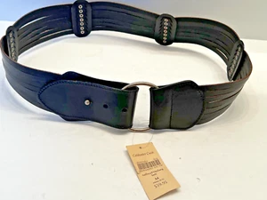 Coldwater Creek, schwarzer Leder Nailhead Hüftgürtel verstellbar Größe M - Neu mit Etikett - Bild 1 von 8