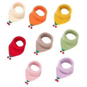Kids Baby Winter Knitted for Triangle Scarf Cartoon Cherry Neckerchief Wrap Warm - Picture 1 of 9