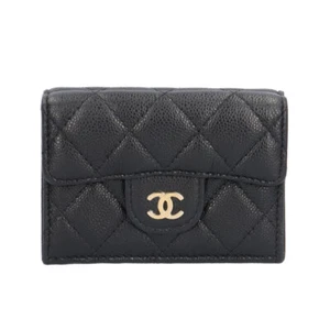 CHANEL Tri-fold wallet AP0230 Caviarskin classic small wallet used - Picture 1 of 7