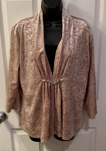 Notations Size Large Layered Look Shirt 3/4 Sleeve Top Beige Black - Picture 1 of 4