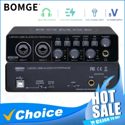 BRANDED USB Audio Interface for PC Mac Music Recording Streaming 2 Channel XLR Line U202
