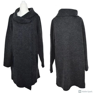 Max Studio Navy Duster Cardigan Sweater Size 1X Wool Coatigan Women's Plus NWT - Picture 1 of 12