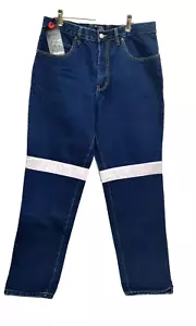 KingGee K53030 Jeans Reflective Hi-Vis Stonewash Denim Workwear NWT Men Size 34 - Picture 1 of 14