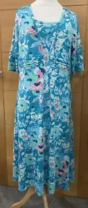 RRP£69 BNWT PATRA Women’s Turquoise A-Line Jersey Dress SzLarge - Picture 1 of 10
