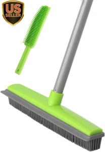 Rubber Broom and Pet Hair Removal Brush Set for Carpet, Fur Remover Broom with S - Picture 1 of 6