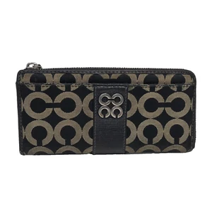 COACH Julia Zip Around Wallet Brown Tan C Logo Jacquard Leather Multi Card Slots - Picture 1 of 13