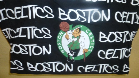 Boston Celtics NBA Medium Canvas Tote Hand Bag black glitter on ball Robin-Ruth Cover