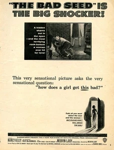 Pubblicità/poster film thriller The Bad Seed VINTAGE 1956, Nancy Kelly, Patty McCormack - Foto 1 di 1