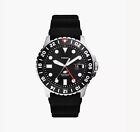 Fossil Mens Blue GMT Black Silicone Watch $180 - Color: Black - New with Box