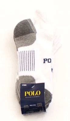 Meias Polo Ralph Lauren brancas corte baixo pacote com 3 masculinas 6-12,5 novas com etiquetas - Imagem 1 de 2