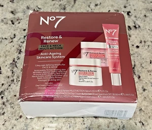 3 Piece No7 Restore & Renew SPF30 Face & Neck Multi Action. Damaged Box. New - Picture 1 of 3