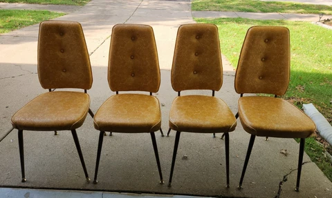 4 Vintage Kitchen/Dining Chairs Chromcraft Yellow Vinyl Cover