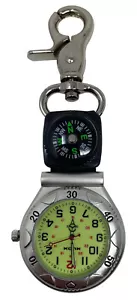 Reloj FOB mosquetón con clip plateado Klox con brújula cara luminosa para médicos - Imagen 1 de 4