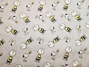 Snoopy and Charlie Brown in Grey, PEANUTS Cotton Fabric FAT QUARTER - Picture 1 of 3