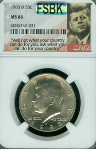 1983 D KENNEDY HALF DOLLAR NGC MS66 PQ MAC FSBK FULL SPLIT BEAK & SPOTLESS . - Picture 1 of 2