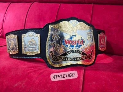 Réplica de cinturón título Campeonato Mundial de Lucha en Parejas 2MM Zinc tamaño adulto Foto 1 de 4