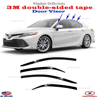 NEW SMOKED DOOR VISOR WINDOW VENT DEFLECTOR fits Toyota Camry 2018-2022 ⭐4pcs⭐ - Image 1 of 3