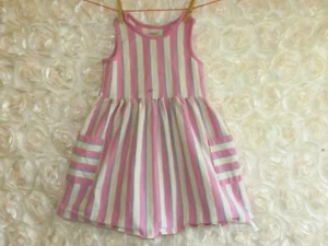 HANNA ANDERSSON Striped PULLOVER BREEZY POCKET TANK PLAY DRESS 110 5 STAINS - Picture 1 of 3