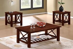 CLASSIC ELEGANT 3 PIECE COFFEE TABLE SET (RUBBER WOOD) NEW!!!