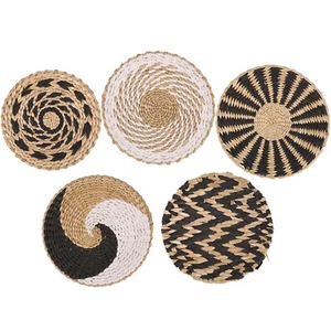 5Pcs Wall Basket Decor Set Woven Rattan Baskets Hanging Decor Handmade Artの - Picture 1 of 10