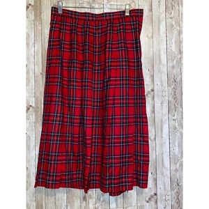 Vintage David Brooks rot Schottenkaro Kammgarn Wolle Faltenrock Größe 14 USA Reißverschluss - Bild 1 von 6