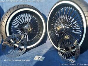 DNA Mammoth 52 Black Spoke Wheels 2 Rotor Tire Harley Touring 09-23 Street Glide