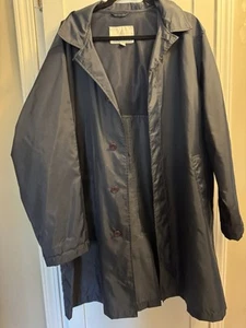 Vintage London Fog Navy Blue Zip Up Outdoor Jacket Size Large Unlined With Hood - Picture 1 of 8