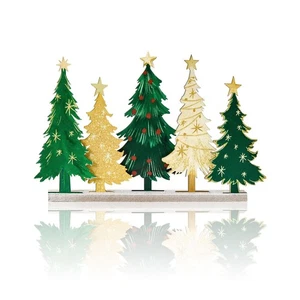 Sorriso Decorazione da Tavolo Natalizia, Centrotavola in Piedi, 5Pz Alberi di Natale Legno... - Foto 1 di 7