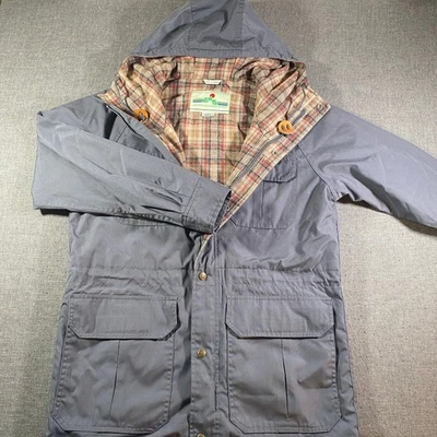Vintage Eastern Mountain Sport EMS Men M Gray Plaid Lined Barn Chore Coat Jacket - Image 1 of 4