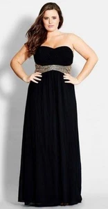 City Chic Maxi Dress Size Small Bejewelled Belle Strapless Black Dress Formal - Picture 1 of 10