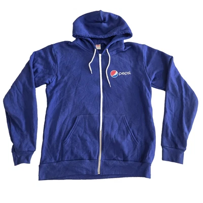 Pepsi X American Apparel Sudadera con Capucha Azul Cremallera Hecha en EE. UU. Retro Promo Logo Unisex LG Foto 1 de 4