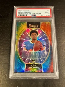 Panini Select 2024 - Iconos de neón Keon Coleman #2 Tie-Dye Prizm/25 (RC) PSA 9 - Imagen 1 de 2