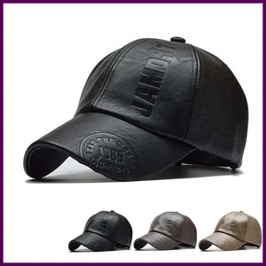 Pu Leathe Letter Printing Baseball Caps Spring and Autumn Outdoor Adjustable. - Picture 1 of 27