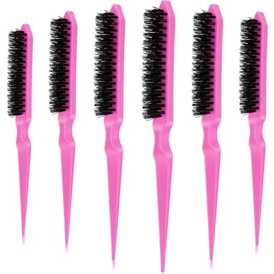 6 Pcs Teasing Brush for Fine Hair Nylon Rat Tail Brush Set Women Three Row Sa... - Image 1 of 4