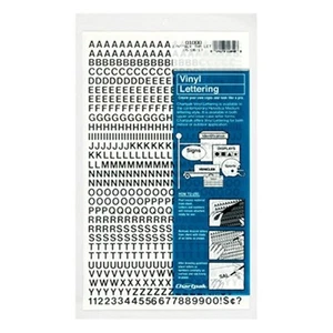 Press-On Vinyl Letters and Numbers, Self Adhesive, Black, 0.25"h, 610/Pack - Picture 1 of 3