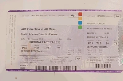 BIGLIETTO  TICKET STADIO CALCIO  FIORENTINA - MILAN Serie A 2009/2010 - Immagine 1 di 2
