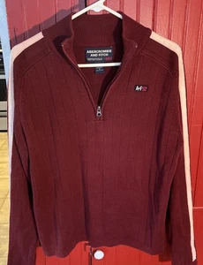 Vintage Abercrombie Fitch AF921/4 Zip Pullover M Red. Dual White Stripe Sleeves - Picture 1 of 8