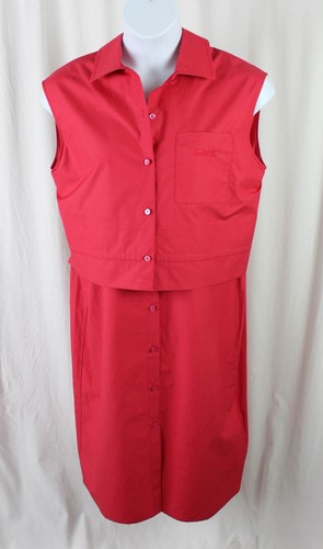 HERMÈS Abito camicia smanicato Hermes donna rosso rosa 100% cotone nuovo con etichetta 44 US 12