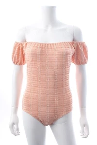 Traje de baño con hombros descubiertos Lisa Marie Fernandez Leandra Seersucker / Naranja / £350 - Imagen 1 de 3