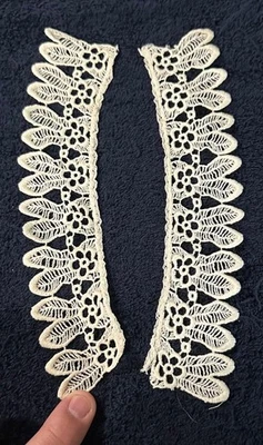Antiguo brazalete de muñeca victoriano eduardiano de encaje plastrón ganchillo 3D SC Estate #F Foto 1 de 4
