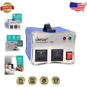 Blue 1000W Auto Voltage Transformer - Step-Up/Down Converter with Dual Sockets - Picture 1 of 11
