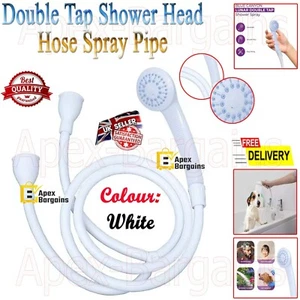 Doppel Wasserhahn Aufsteckmischer Bad Waschbecken Friseur Badewanne Duschkopf Schlauch Sprührohr - Bild 1 von 10
