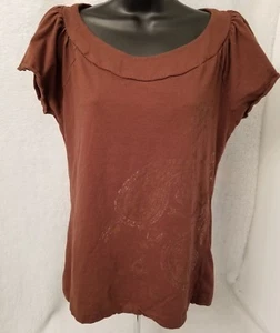 US Polo Assn Womens Shirt Top Blouse Size L Large Brown Paisley - Picture 1 of 4