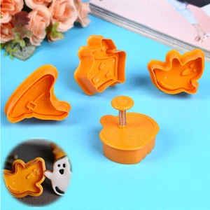Decorating 4pcs Tools Mold Fondant Plastic Cookie Pumpkin Halloween Chocolate - Picture 1 of 12