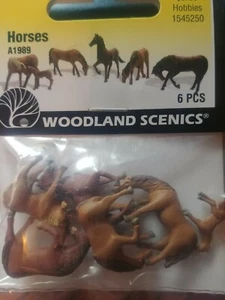 Woodland Scenics Pferde Pony 6 Stck. A 1989 HO Waage # 1545250 Neu Versiegelt - Bild 1 von 2