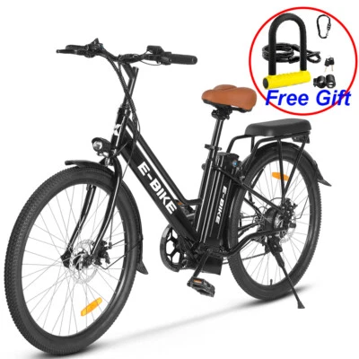 Bicicleta eléctrica de ciudad para adultos 26"" bicicleta eléctrica de montaña de cercanías 7 velocidades 500 W con bloqueo Foto 1 de 4