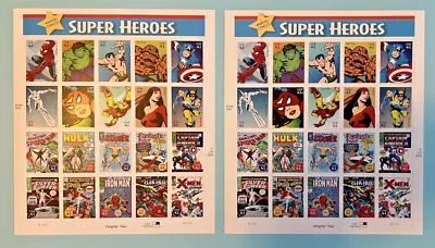 Scott #4159 41¢ Marvel Comics Super Heroes - 2 hojas x 20 = 40 estampillas FV $16,40 Foto 1 de 3