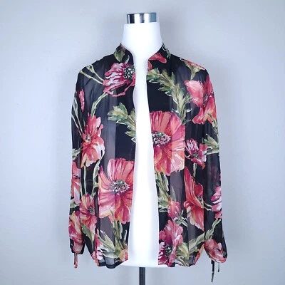 Blusa Cárdigan Abierto Floral Seda Chico's Talla 2 Grande Foto 1 de 4